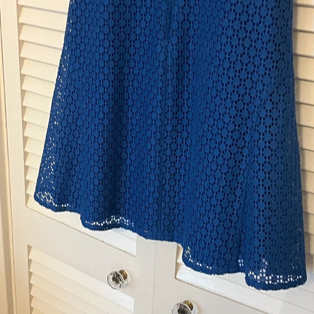 Akris Punto blue dress 6 sleeveless lace EUC - Picture 5 of 12